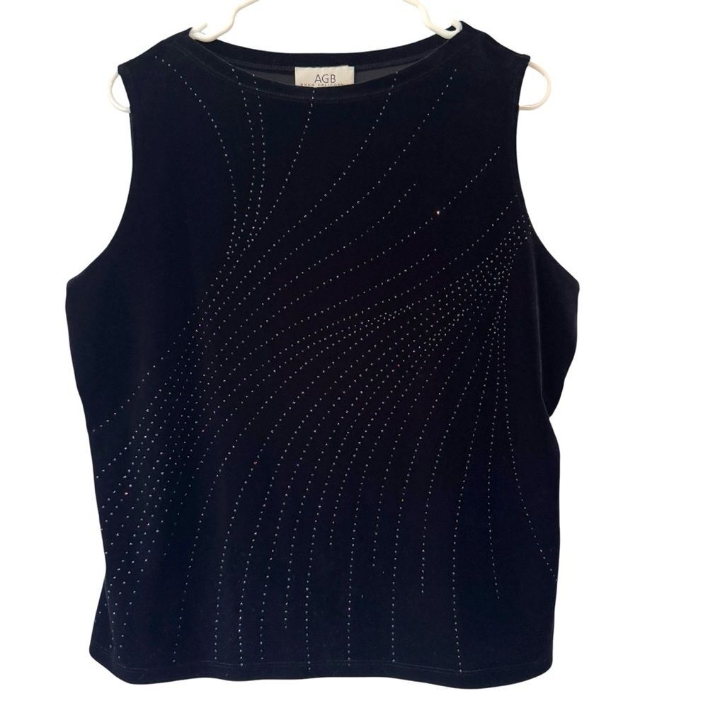 Vintage AGB Women's Size XL Velvet Beaded Design, Sleeveless Top